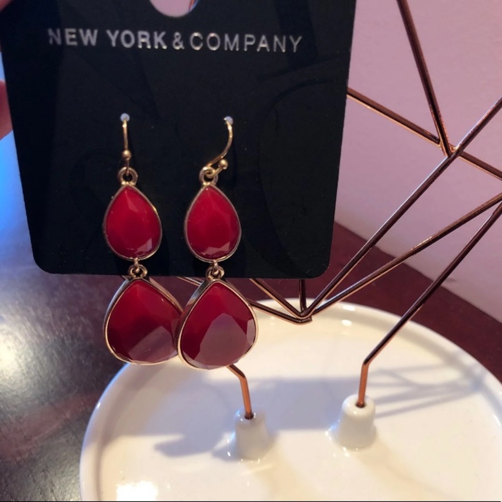 New York and company red drop earrings